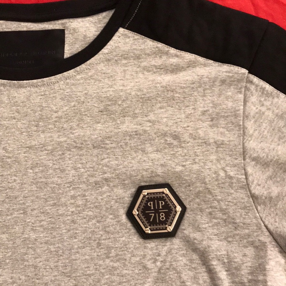 Philipp Plein Gray and Black tee with logo